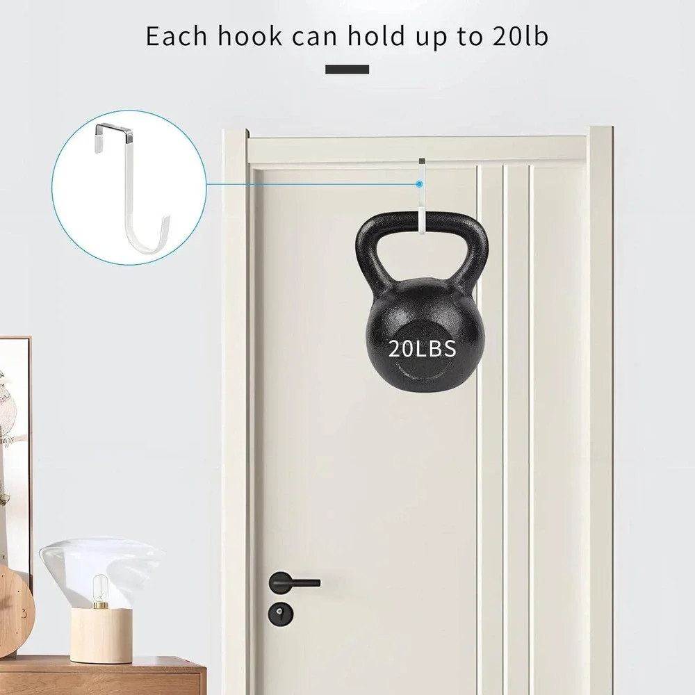 Set of‎ 4 FYY Over The Door White Hangers Hooks with Rubber Prevent Scratches He